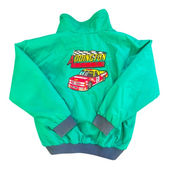 Vintage Green Racing Pit Crew Jacket, Fleece Lined, Addington Racing, Size XL